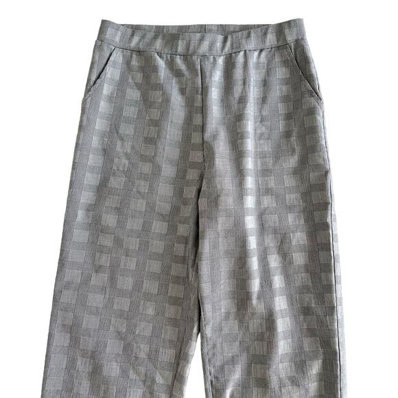 Clara Sun Woo Women’s Pants Cropped Pull On Black White Windowpane Plaid XS - Picture 2 of 8